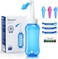 MAOEVER Neti Pot Sinus Rinse Bottle Nose Wash Cleaner Pressure Rinse Nasal Irrigation for Adult &amp; Kid BPA Free 300 ML with 30 Nasal Wash Salt Packets and Sticker Thermometer(Blue)