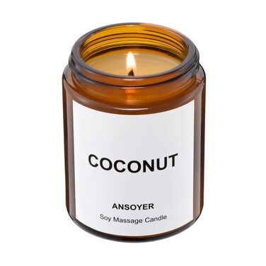 Massage Oil Candle, Romantic Gift SPA Use Home Scented Candle Body Oil, Ultra Hydrating Body Care with Soybean Oil, 4.5oz (Coconut)