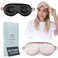 MATASSE Silk Eye Mask for Sleeping with Adjustable Elastic Band - 3D Contoured, Eye Cover Sleep Mask w/Genuine Mulberry Silk Including The Strap for Women, Men (Black-Pink)
