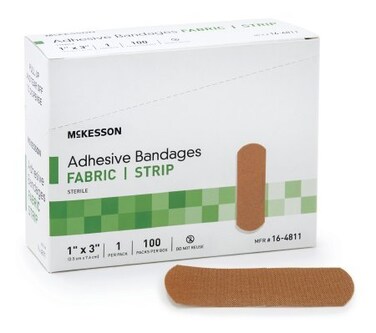 MCK Brand 48112000 Adhesive Strip Medi-Pak Performance Fabric 1 X 3 Inch Rectangle Tan 16-4811 Box of 100