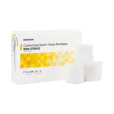 McKesson Conforming Stretch Gauze Bandages, Non-Sterile, 2 in x 4 1/10 yds, 12 Count