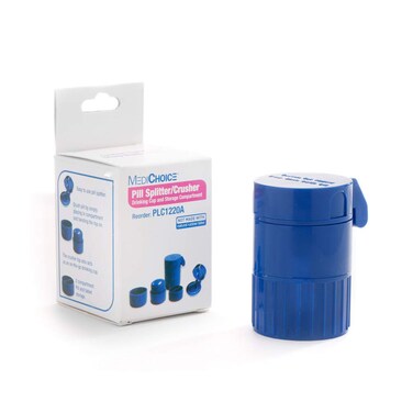 MediChoice Pill Splitter/Crusher: Splits, Cuts &amp; Stores, Blue, 1314PLC1220A (Case of 20)