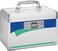 Medicine Lock Box for Safe Medication - 10 x 6 x 6.7 Inches - Lockable Storage Box for Drugs, First Aid Kit Empty, Lock Boxes with Key for Home/Outdoor (Blue/Small)