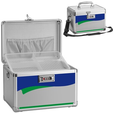 Medicine Lock Box With Combination Lock - 11.2 x 7.6 x 7.6 Inches - First Aid Safe Medication Storage Box, Medications and Personal Items, Safe Box for Home and Outdoor - Silver