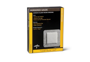 Medline Bordered Gauze, 4" x 4" Adhesive Island Wound Dressing, Sterile, 15 Count