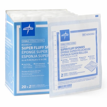 Medline Bulkee Sterile Diagonal Super Fluff Sponge, 6" x 6.75" (480 Packs)