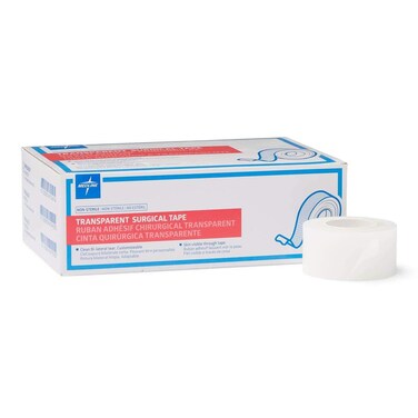 Medline Essentials Transparent Surgical Tape, 1 Inch x 10 Yards per Roll, Box of 12 Rolls