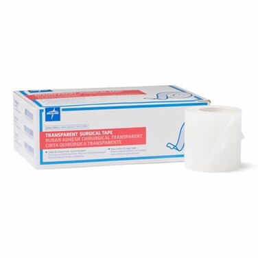 Medline Essentials Transparent Surgical Tape, 2 Inch x 10 Yards per Roll, Box of 6 Rolls