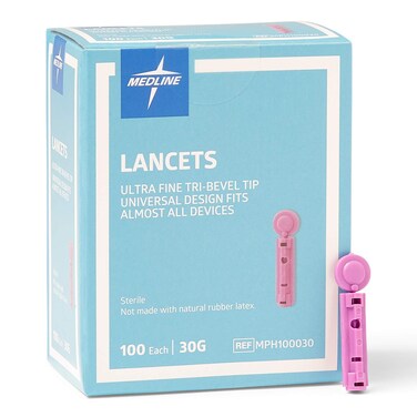 Medline General Purpose Lancet, Compatible with Most Universal Lancing Devices, 30G, Dependable Blood Sampling Tool for Diabetic Care and Glucose Testing, Bulk Pack of 2500