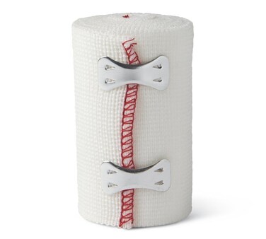 Medline MDS057003H Sure-Wrap Elastic Bandage with Clips for First Aid, Nonsterile, White, 3" x 5 Yards Size