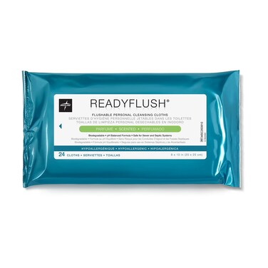 Medline ReadyFlush Flushable Wipes (24 Wipes), Scented, Biodegradable Flushable Incontinence Wet Wipes for Adults with Aloe, Hypoallergenic and pH-Balanced Personal Cleansing Cloths