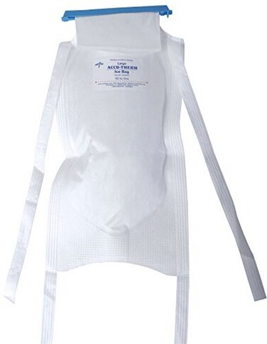Medline Refillable Ice Bags with Clamp Closure, 3-Layer Plastic, 6.5 Inches x 14 Inches, Attached Ties, White, Case of 50