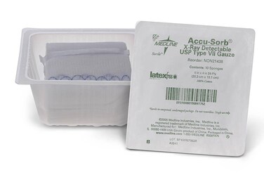 Medline Sterile 100% Cotton X-Ray Detectable Gauze Sponges, 24-Ply, 8" x 4", Ideal for Wound Care, Pack of 20