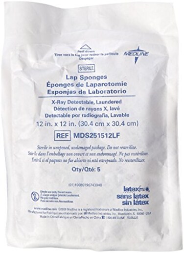 Medline X-Ray Detectable Sterile Lap Sponges, 12" x 12", Pack of 200