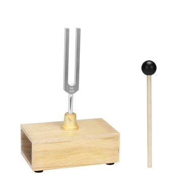 MEGREZ 528 Hz Tuning Fork for Sound Healing, Aluminum Alloy Tuning Fork with Wooden Resonance Box, Hammer and Cleaning Cloth, Musical Instruments Tuning Fork Sound Box for Yoga, Relaxation