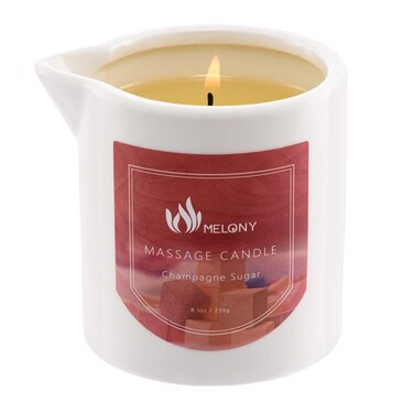 MELONY Massage Candle - Holiday Candle Gifts for Women &amp; Men - Moisturizing Body Oil Candle for Home Spa - Body Massage Oils &amp; Lotion Candle - 8.1oz (Champagne Sugar)