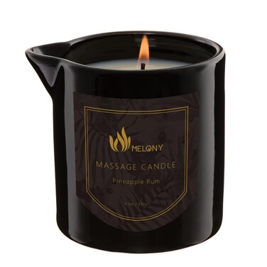MELONY Massage Oil Candle for Pure Relaxation- 8.1 oz- Moisturizing Essential Oil Body Massage Candle for Home Spa- Amazing Gift for Women &amp; Men (Pineapple Rum)