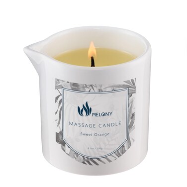 MELONY Soy Massage Oil Candle   8.1Oz   Perfect Intensive Skin Treatment Candle   Moisturizing Luxurious Relaxing Essential Oil Body Massage Candle for Home Spa (Sweet Orange)