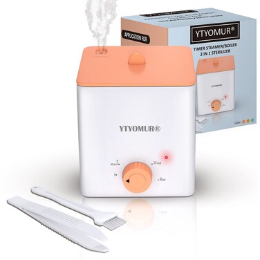 Menstrual Cup Sterilizer, Menstrual Disc Cleaner, 2 in 1 Boiling and Steaming Modes for Women Feminine Hygiene Care, One-Click Knob Timer Auto Off, with 1 Cleaning Brush &amp; 1 Heat Resistant Clip