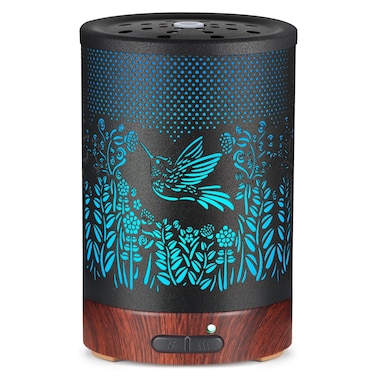 Metal Essential Oils Diffuser 150ML Aromatherapy Diffuser Cool Mist Humidifier with 7 Colors Lights Waterless Auto Off Air Diffusers as Gifts for Moms Women Girls (D-Hummingbird)