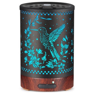 Metal Essential Oils Diffuser 150ML Aromatherapy Diffuser Cool Mist Humidifier with 7 Colors Lights Waterless Auto Off Air Diffusers as Gifts for Moms Women Girls (E-Hummingbird)