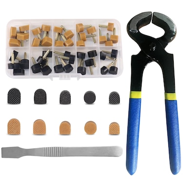 MHBH High Heel Replacement Tips, Shoe Heel Repair - 20 Pairs of Heel Caps in 2 Colors with Removal Pliers, Round and U Shape Shoe Heel Repair Kit for Women's Shoes, 5 sizes (8-12.5mm)