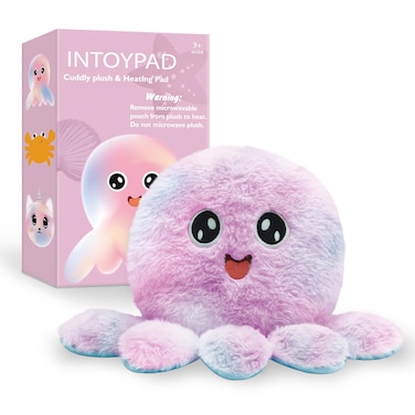 Microwavable Heating Pad for Period Cramps,12"x8" Cute Octopus Microwave Heating Pad for Pain Relief - Menstrual Cramps, Back, Neck Shoulder and Knee, Microwavable Stuffed Animal Heat Pad