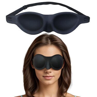 Moisture Chamber Glasses for Dry Eyes - Vowleike Soft Silicone Sleep Goggles, Reusable Comfortable &amp; Lightweight Sleep Mask, CPAP Compatible, Elastic and Stretchable Strap (Black)