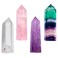 mookaitedecor 4 PCS Healing Crystal Wands Single Point 2" Amethyst, Rock Quartz, Rose Quartz, Rainbow Fluorite 6 Faceted Reiki Stone for Meditation Therapy Decor