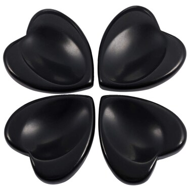 mookaitedecor Black Obsidian Thumb Worry Stone, Pocket Palm Stones Crystal Healing Reiki Stress Relief Pack of 4, Heart Shape