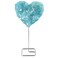 mookaitedecor Blue Titanium Coated Rock Quartz with Stainless Stand, Heart Shaped Geode Crystal Cluster Stone for Healing Reiki and Home Decor