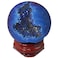 mookaitedecor Druzy Agate Geode Specimen, Deep Blue Titanium Coated Quartz Crystal Sphere Ball Figurines with Wood Stand
