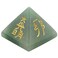 mookaitedecor Green Aventurine Crystal Pyramid Stone with Engraved Chakra Symbol, Healing Crystals Energy Generator for Reiki Meditation Divination Decoration