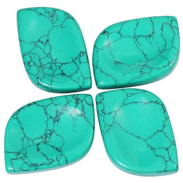 mookaitedecor Green Howlite Turquoise Thumb Worry Stone, Pocket Palm Stones Crystal Healing Reiki Stress Relief Pack of 4, Rhombus