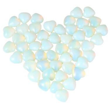 mookaitedecor Healing Crystals Opalite Heart Love Worry Palm Stone Reiki Balancing 0.5 Inch, Pack of 12