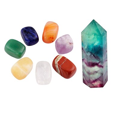 mookaitedecor Healing Crystals Set,7 Chakra Stones Crystal Points Wands Meditation Kits for Reiki,Balancing