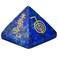 mookaitedecor Lapis Lazuli Crystal Pyramid Stone with Engraved Chakra Symbol, Healing Crystals Energy Generator for Reiki Meditation Divination Decoration