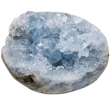 mookaitedecor Natural Celestite Mineral Crystal Geode Cluster Specimen Stone for Crystals Healing Reiki Home Decoration(0.3lb-0.4lb)