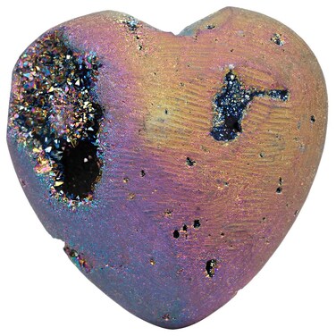 mookaitedecor Rainbow Titanium Coated Agate Druzy Heart Crystal Healing Stone Pocket Reiki Balancing Home Decor 1.5 Inches