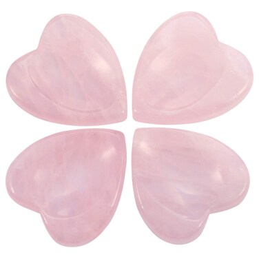 mookaitedecor Rose Quartz Thumb Worry Stone, Pocket Palm Stones Crystal Healing Reiki Stress Relief Pack of 4, Heart Shape