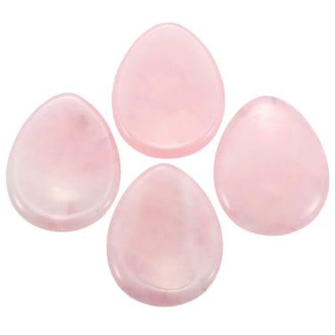 mookaitedecor Rose Quartz Thumb Worry Stone, Pocket Palm Stones Crystal Healing Reiki Stress Relief Pack of 4, Teardrop Shape