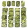 mookaitedecor Rune Stones Set with Engraved Elder Futhark Alphabet Crystal Meditation Divination, Green Jade