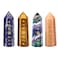 mookaitedecor Set of 4 Engraved Moon Phase Lunar Eclipse Crystal Wand Point Faceted Stone for Reiki Chakra Meditation Home Decoration(Lapis Lazuli+Tiger's Eye+Fluorite+Red Aventurine)