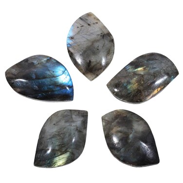 mookaitedecor Set of 5 Healing Crystals Labradorite Worry Palm Stones Reiki Stone for Chakra Balancing Meditation Home Decoration