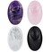 mookaitedecor Thumb Worry Stone Pack of 4, Pocket Palm Stones Crystal Healing Therapy Gemstone for Anxiety Stress Relief, Amethyst, Rose Quartz, Rock Quartz, Black Obsidian, Oval Shape