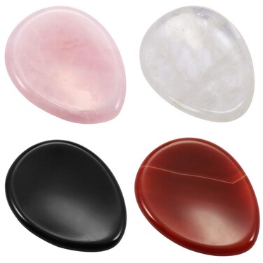 mookaitedecor Thumb Worry Stone, Pocket Palm Stones Crystal Healing Reiki Stress Relief Pack of 4, Teardrop Shape