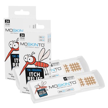 Moskinto The Original Mosquito Itch Relief Patches for Kids &amp;amp; Adults, Bug Bite Patches Soothe Swelling &amp;amp; Itching, Anti Itch Bug Bite Relief, Suction Tool Alternative, Travel Pack, 24 Count, Pack of 2