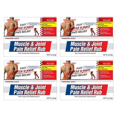 Muscle &amp; Joint Pain Relief Rub, Fast Relief from Minor Arthritis, Backache, Muscle &amp; Joint Pain Non-Greasy Cream, 2oz (4pk)