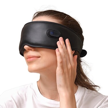 Mynt 3-Mode Travel Eye Mask for Sleeping with Vibration, 100% Blackout 3D Sleeping Eye Mask for Travel with Nose Contour, Contoured Eye Masks for Sleep with a Large No-Snag Eye Cup, PU Eye Mask