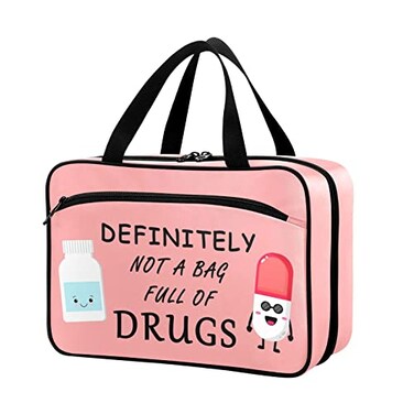 Naanle Pill Organizer Bag Travel Pill Bottle Medicine Organizer Home Storage Medication Bag for Vitamin Supplements, Pill Character Empty First Aid Bag for Car Camping